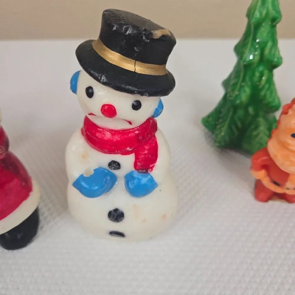 Vintage Gurly Halo Christmas Candle Lot 10 Santa Snowman Angel Tree Choir